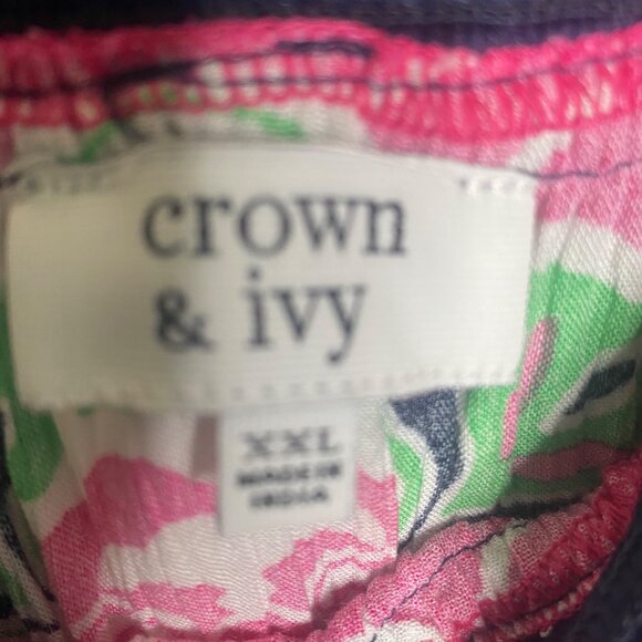 NWT $76 Crown & Ivy Off Shoulder Dress Womens Size 2XL Smocked Lightweight Casua - Picture 2 of 10